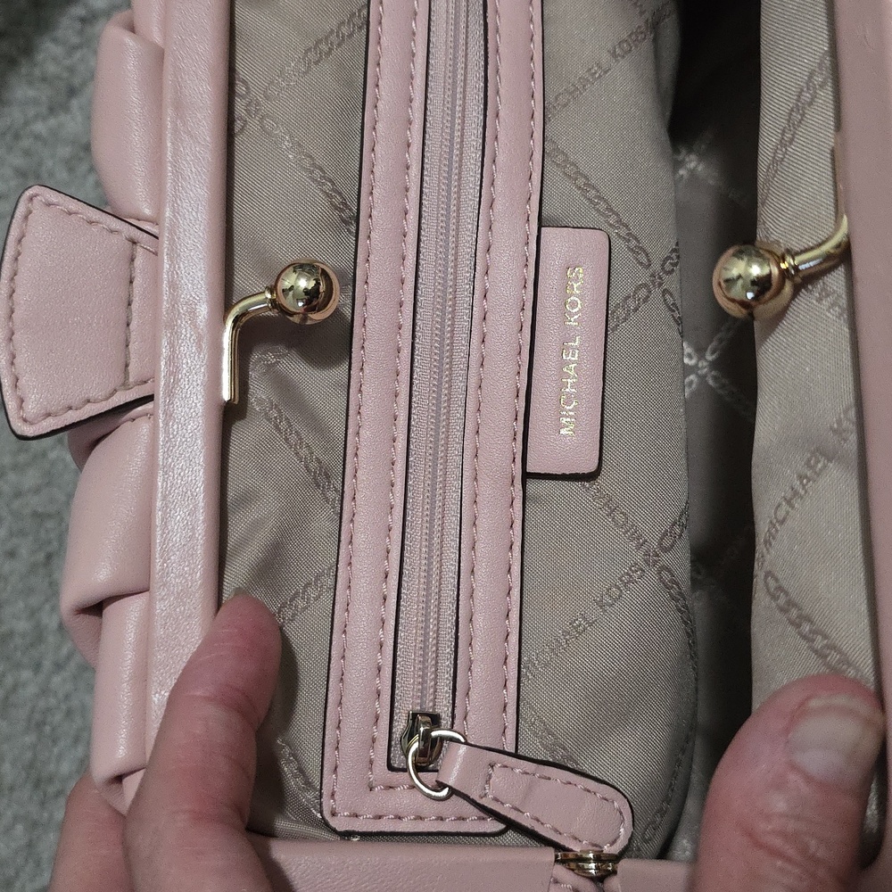 Michael Kors Small Nola Chain Clutch Shoulder Crossbody Bag Smokey Rose Pink - Picture 12 of 16